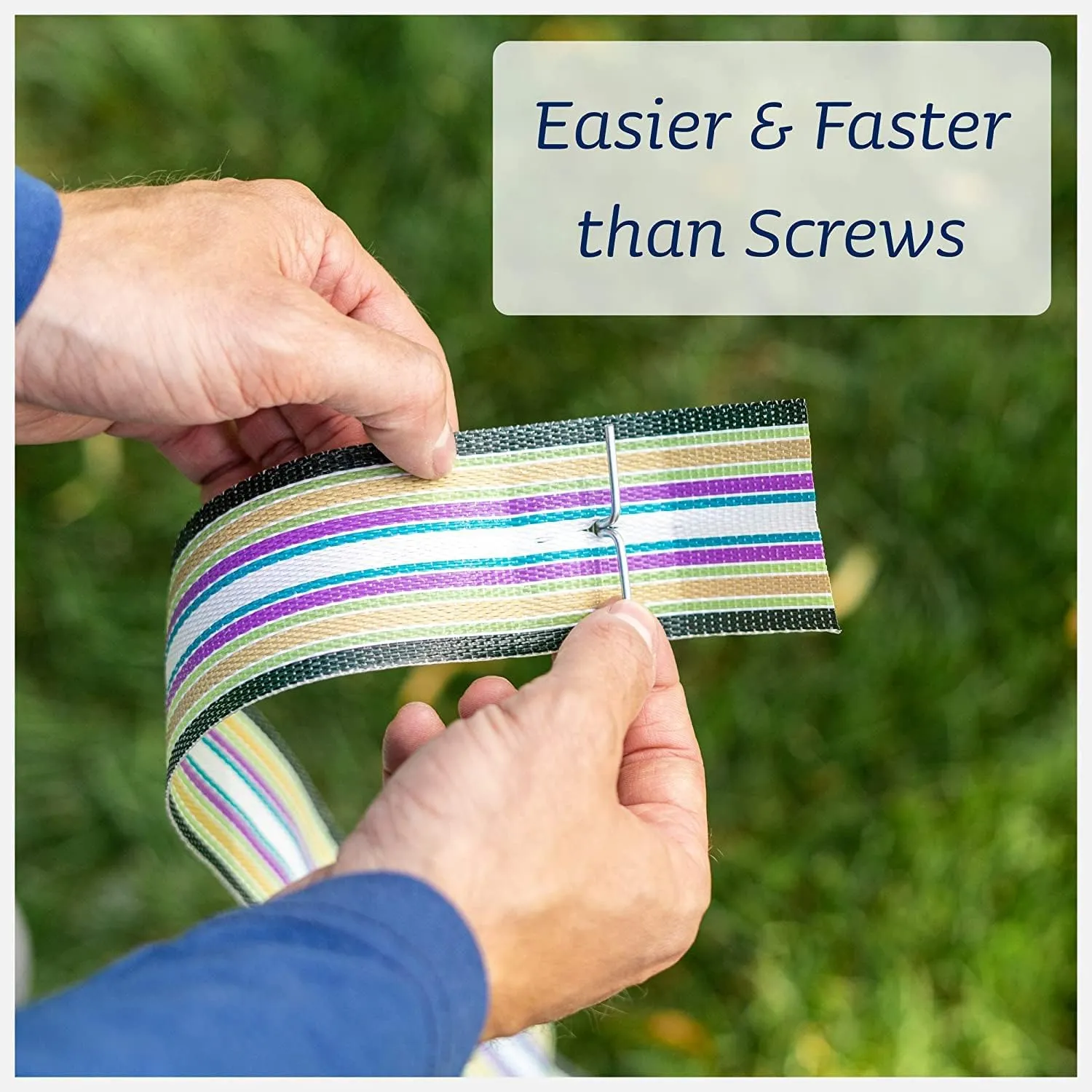 Lawn Chair USA Chair Replacement Lawn Chair Webbing - Webbing for Lawn Chairs. UV-Resistant Straps Made with Durable Polypropylene. Chair Webbing Kit (Blue Sands & Sea Island White, 3" X 50")