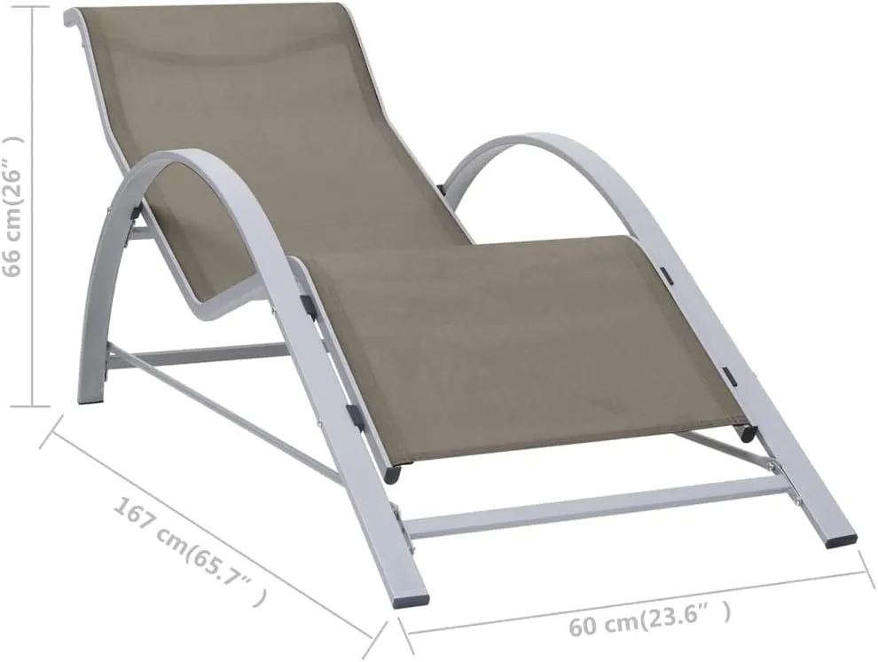 Layout Chairs for Tanning,Sun Tanning Chair,Lounge Chair Outdoor,Sunlounger Textilene and Aluminum TaupeIdeal for Garden, Patio, Camping