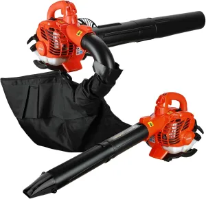 Leaf Vacuum Gas Blowers for Lawn Care, 2-Cycle 2HP Gas Powered Leaf Blower Vacuum with Bag, Gas Leaf Blower and Vacuum Combo, 26CC, 424 CFM, 3 Blowing Nozzles Orange