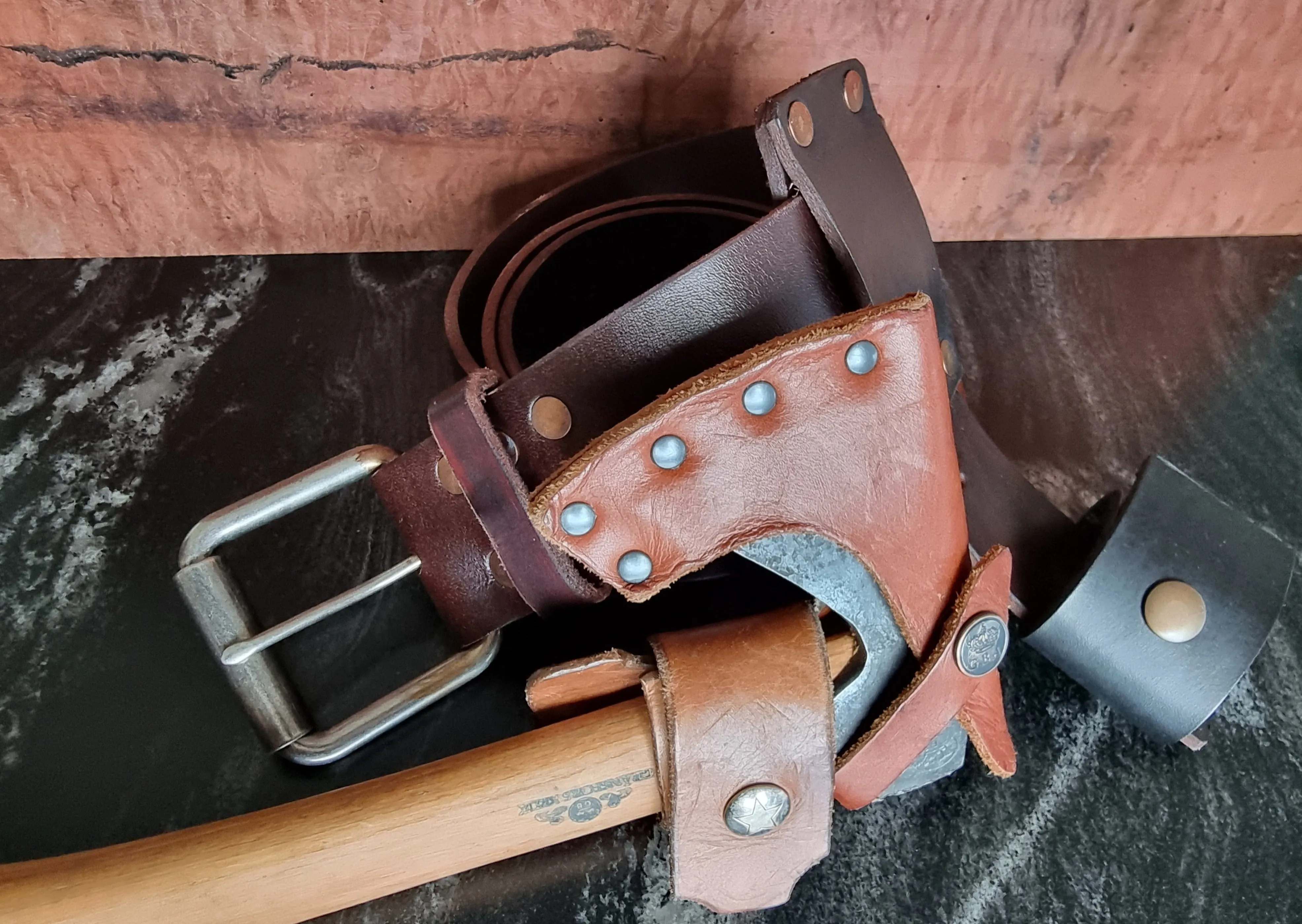 Leather Genuine Handcrafted Axe Sheath Belt Attachment