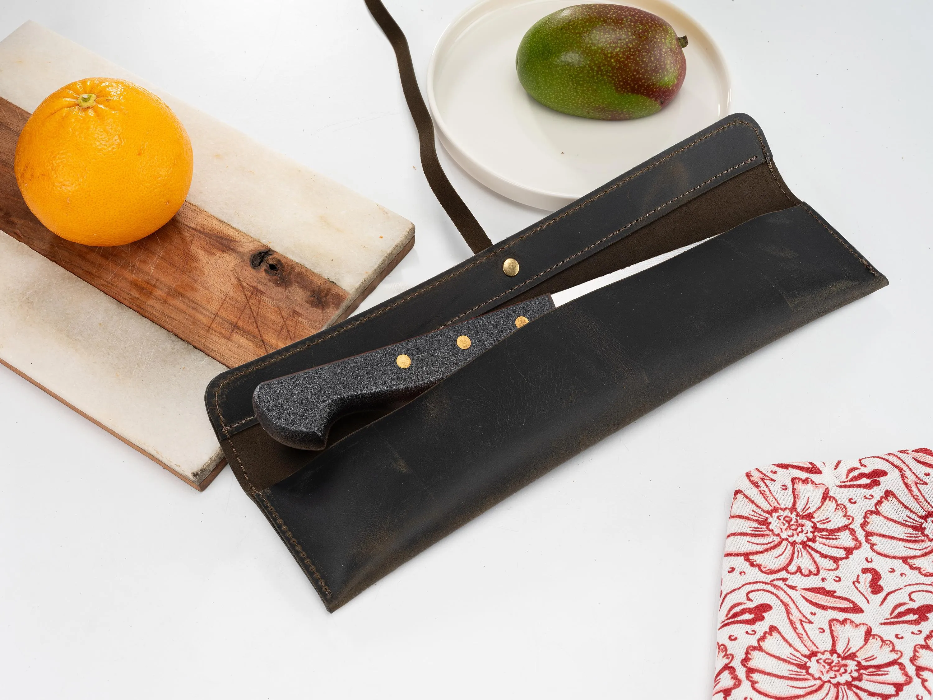 Leather Knife Roll, Handmade Distressed Leather Single Knife Case, Chef Knife Roll, Leather Knife Holder, Chef Knife Case