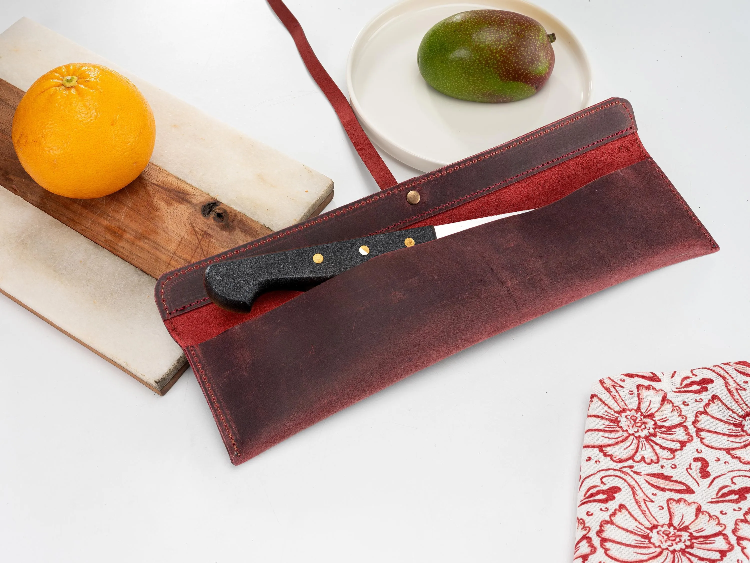 Leather Knife Roll, Handmade Distressed Leather Single Knife Case, Chef Knife Roll, Leather Knife Holder, Chef Knife Case