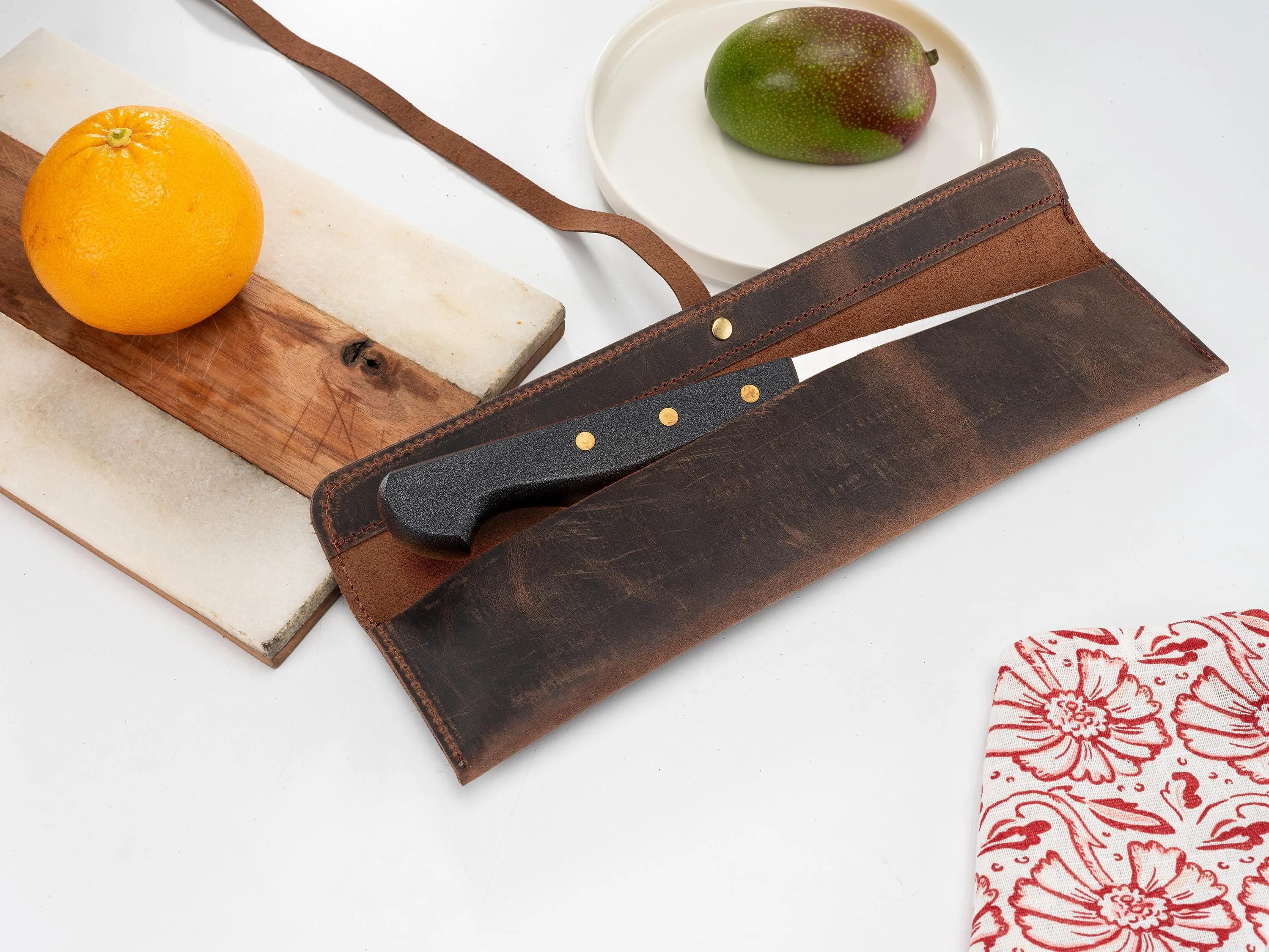 Leather Knife Roll, Handmade Distressed Leather Single Knife Case, Chef Knife Roll, Leather Knife Holder, Chef Knife Case