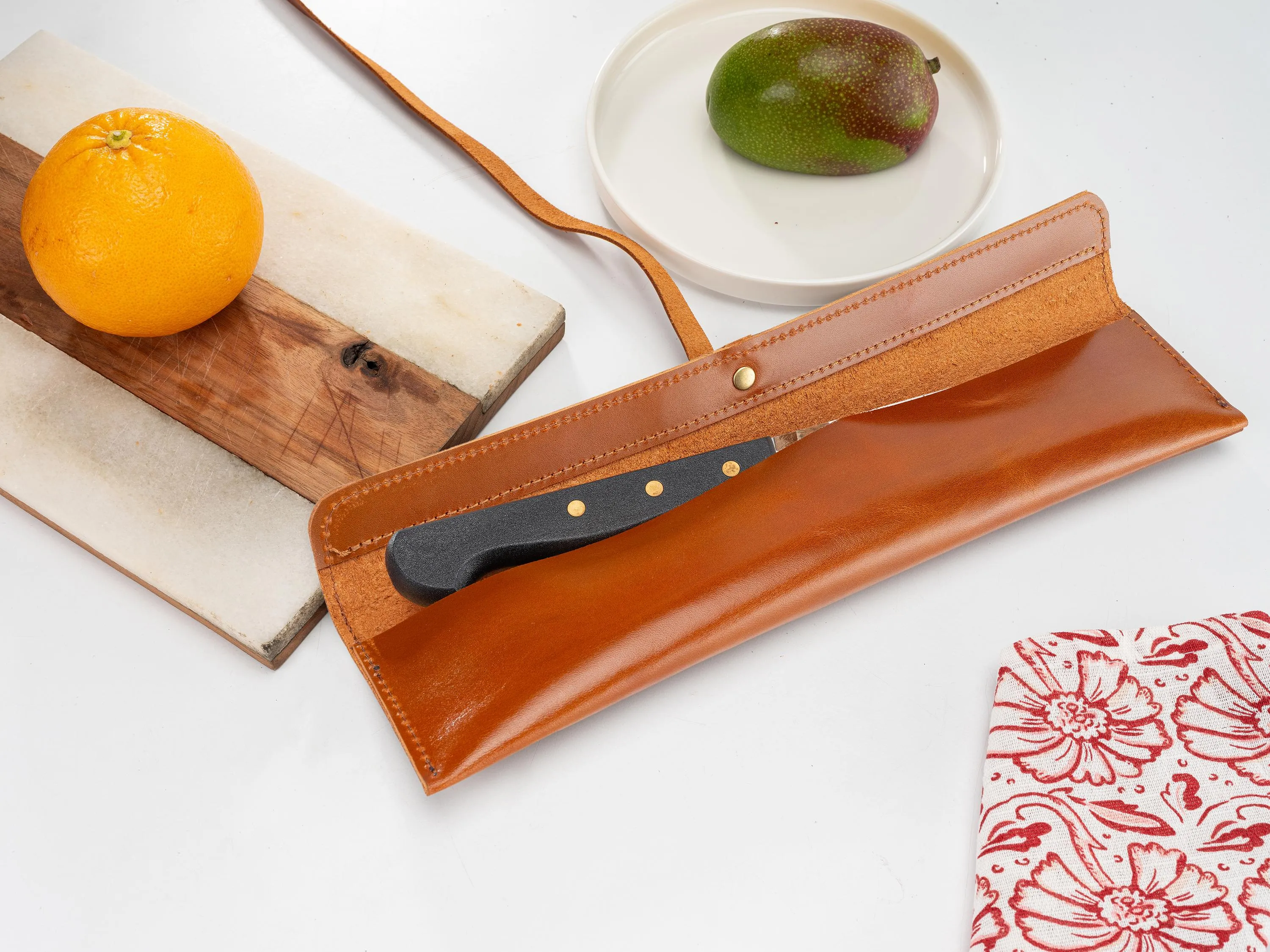 Leather Knife Roll, Handmade Distressed Leather Single Knife Case, Chef Knife Roll, Leather Knife Holder, Chef Knife Case