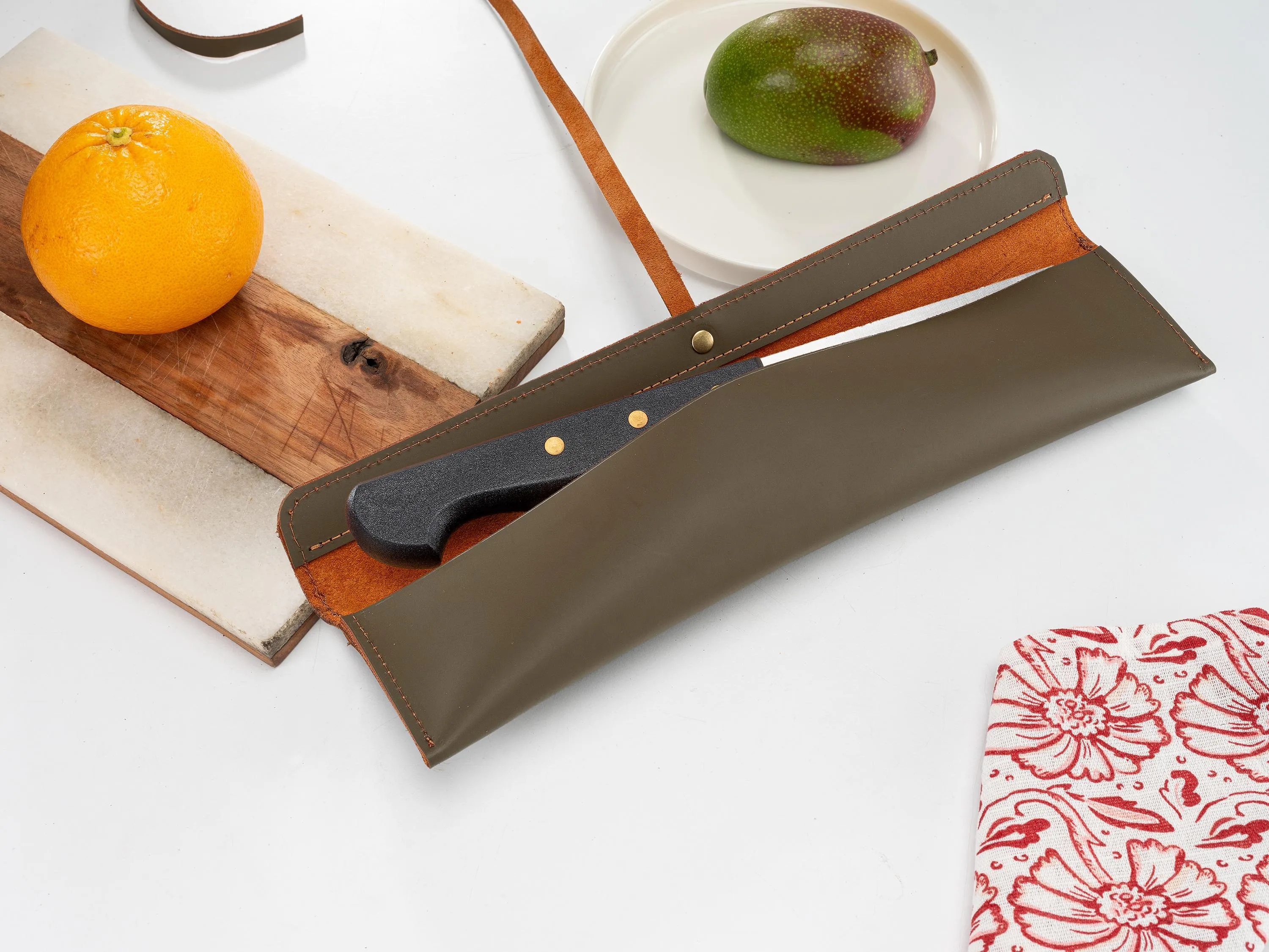 Leather Knife Roll, Handmade Distressed Leather Single Knife Case, Chef Knife Roll, Leather Knife Holder, Chef Knife Case