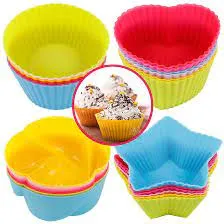 Letgo Shop Silicone Cupcake Liners Reusable Baking Cups Nonstick Easy Clean Pastry Muffin Molds 4 Shapes Round, Stars, Heart, Flowers, 24 Pieces Colorful-WIL-106-B01HPWDWT6