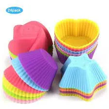 Letgo Shop Silicone Cupcake Liners Reusable Baking Cups Nonstick Easy Clean Pastry Muffin Molds 4 Shapes Round, Stars, Heart, Flowers, 24 Pieces Colorful-WIL-106-B01HPWDWT6