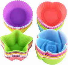Letgo Shop Silicone Cupcake Liners Reusable Baking Cups Nonstick Easy Clean Pastry Muffin Molds 4 Shapes Round, Stars, Heart, Flowers, 24 Pieces Colorful-WIL-106-B01HPWDWT6