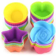 Letgo Shop Silicone Cupcake Liners Reusable Baking Cups Nonstick Easy Clean Pastry Muffin Molds 4 Shapes Round, Stars, Heart, Flowers, 24 Pieces Colorful-WIL-106-B01HPWDWT6