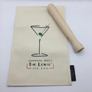 Lewis Ice Bag|Canvas Bag with Muddler Kit & Bar Tools Kitchen Accessory 8", Ice Bag & Muddler 7-1/2 Inch x 11 Inch
