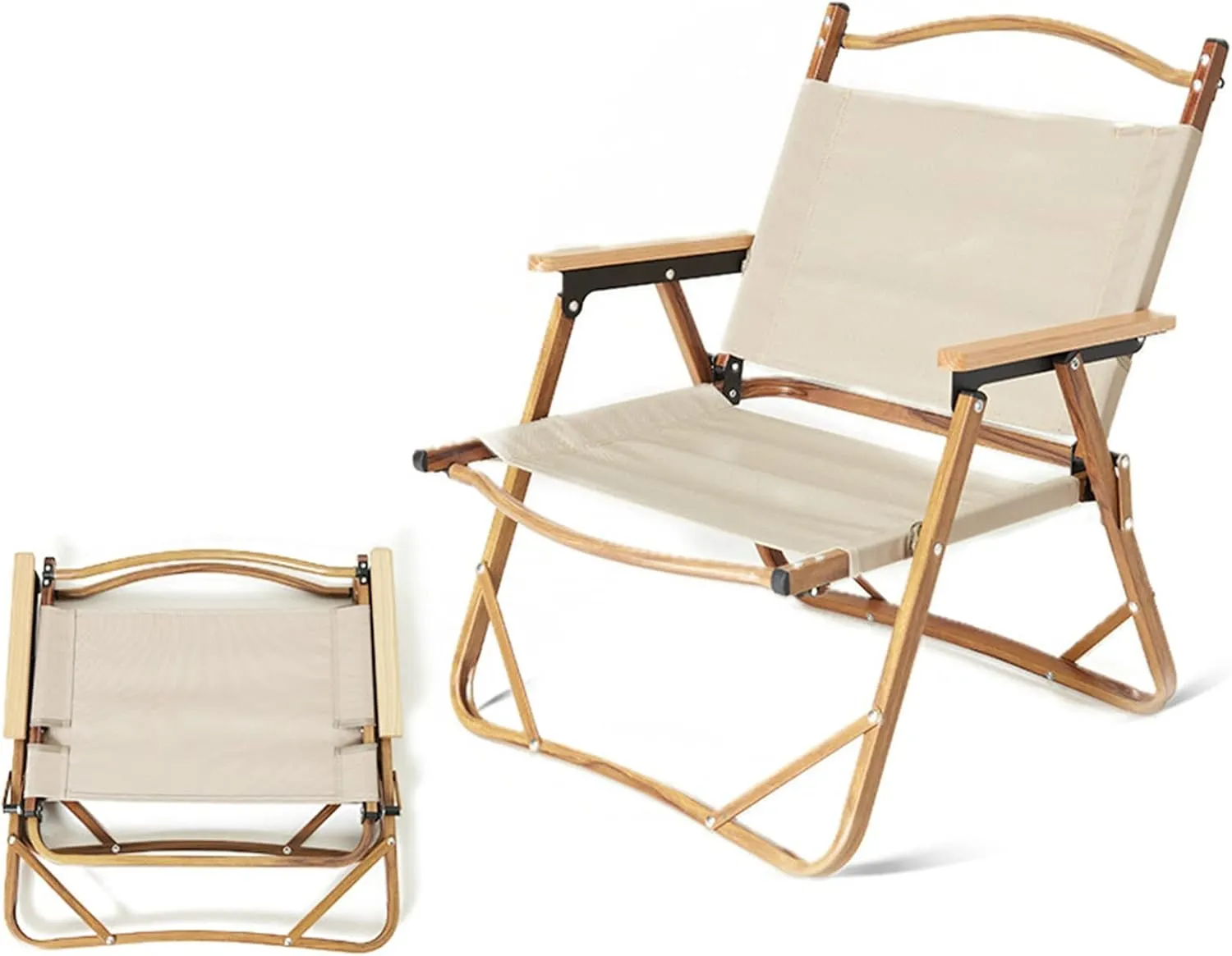 lhx Portable Outdoor Folding Chair Camping Back Chair with Armrest Aluminum Alloy Chair Fishing Stool Picnic Party, Art Sketch Chair Khaki (Size : 5855cm)