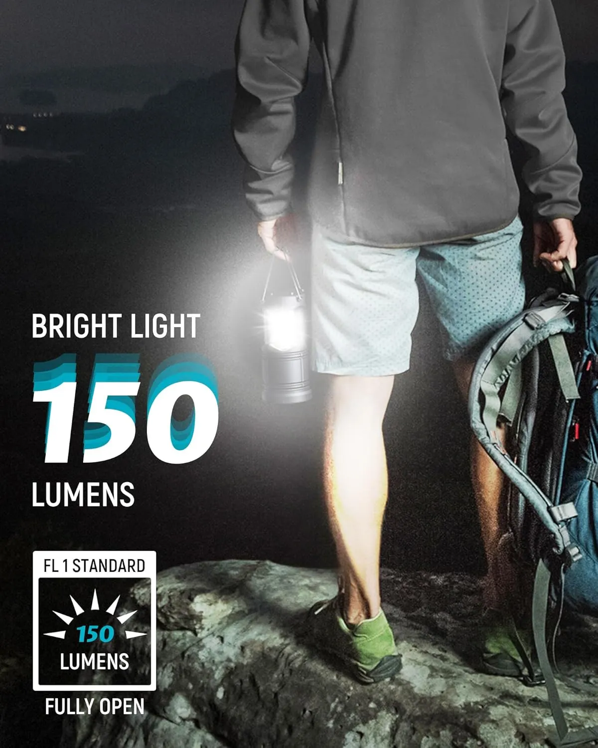 Lichamp 4 Pack LED Camping Lanterns, Battery Powered Camping Lights LED Collapsible Flashlight Portable Emergency Supplies Kit, A4BK