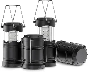 Lichamp 4 Pack LED Camping Lanterns, Battery Powered Camping Lights LED Collapsible Flashlight Portable Emergency Supplies Kit, A4BK