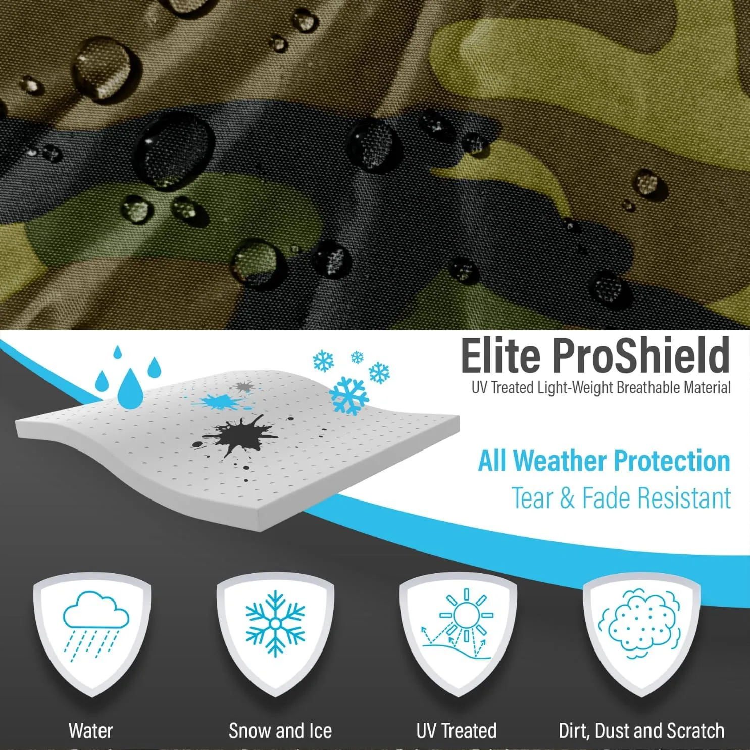 Lightweight ATV Cover, Weatherproof Quad Cover, Water and Wind Resistant Four Wheeler Cover for Polaris Kawasaki Yamaha Suzuki Honda Arctic Cat Can-Am, Camo Color fits up to 86" Long