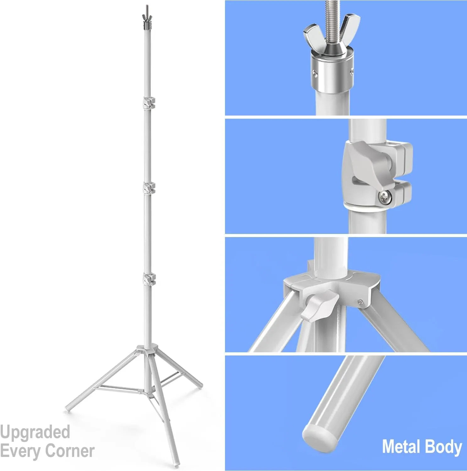 LimoStudio 10 ft. Wide x 10 ft. High (New Generation) White Backdrop Stands, White Matt Surface Metal Body Frame, Enhanced Stability, White Spring Clamp & Stretchy String Clip, Party, Event, AGG2612