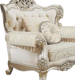 Loom and Mill Luxury Elegant Sofa Arm Covers 2 PCS, European Damask Floral Couch Armrest Cover with Tassels, Non-Slip Furniture Protector for Chair Sofa Recliners Couch Dogs Pets, Beige Gold, 20x24in