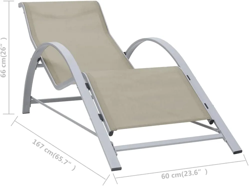 Lounge Chairs,Tanning Chairs,Sunbathing Lounge Chair,Sunlounger Textilene and Aluminum CreamIdeal for Garden, Patio, Camping