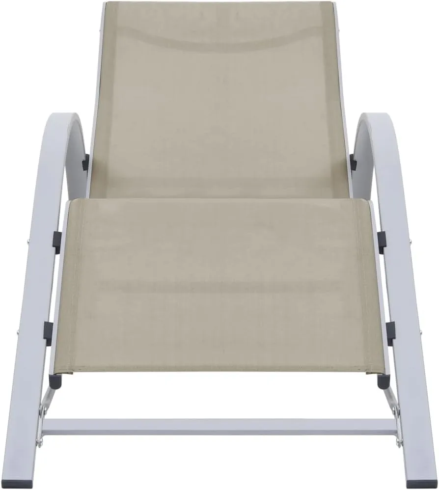 Lounge Chairs,Tanning Chairs,Sunbathing Lounge Chair,Sunlounger Textilene and Aluminum CreamIdeal for Garden, Patio, Camping