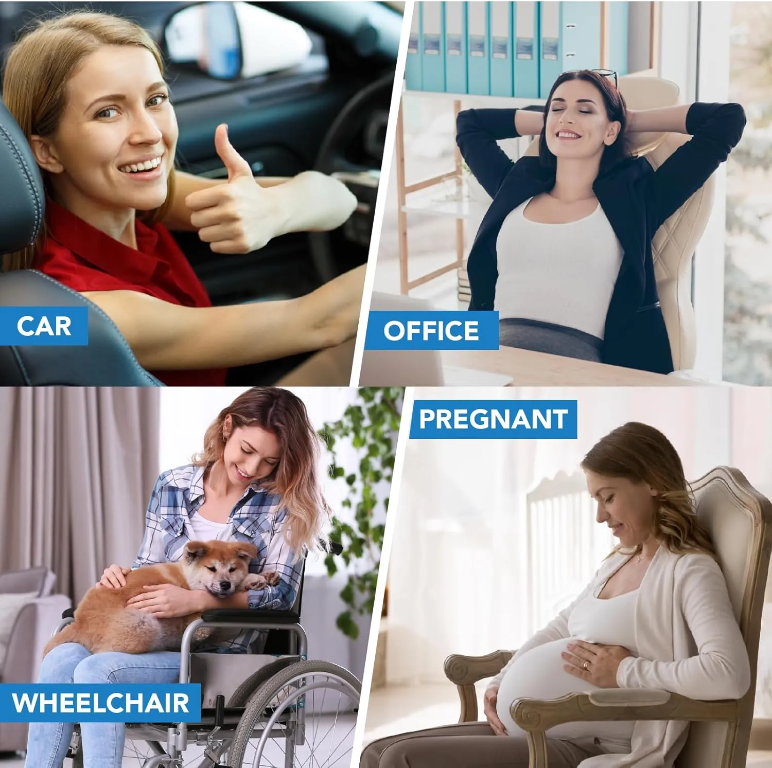 Lumbar Support Pillow for Car, Memory Foam Lumbar Pillow for Lower Back Pain Relief - Back Cushion for Driving, Chair Support for Car-Office Chair, Wheelchair - Black&Gray
