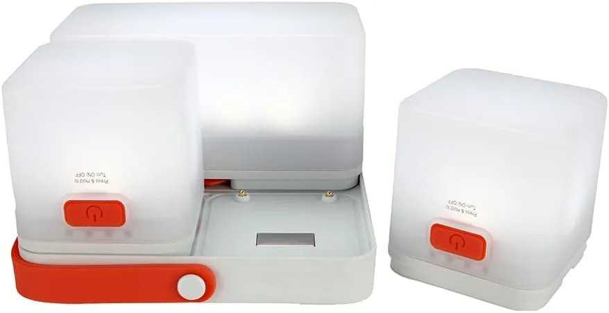 LuminAID Trio Solar Cube Lanterns with Phone Charger - LED Lamp for Camping, Hiking, and Travel - Emergency Light for Power Outages, Hurricane, Survival Kits