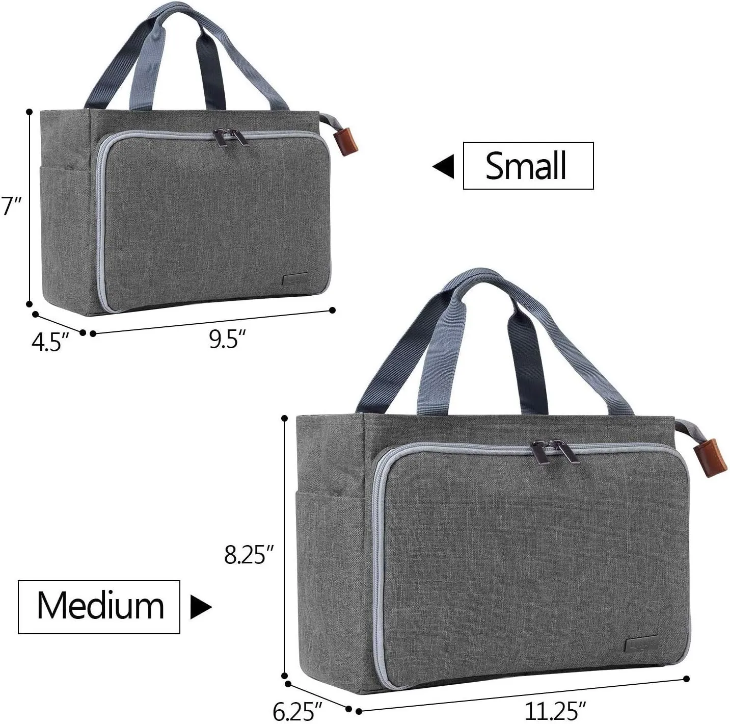 Luxja Crochet Tote Bag, Yarn Storage Bag for Small Unfinished Projects, Crochet Hooks and Other Accessories, Gray
