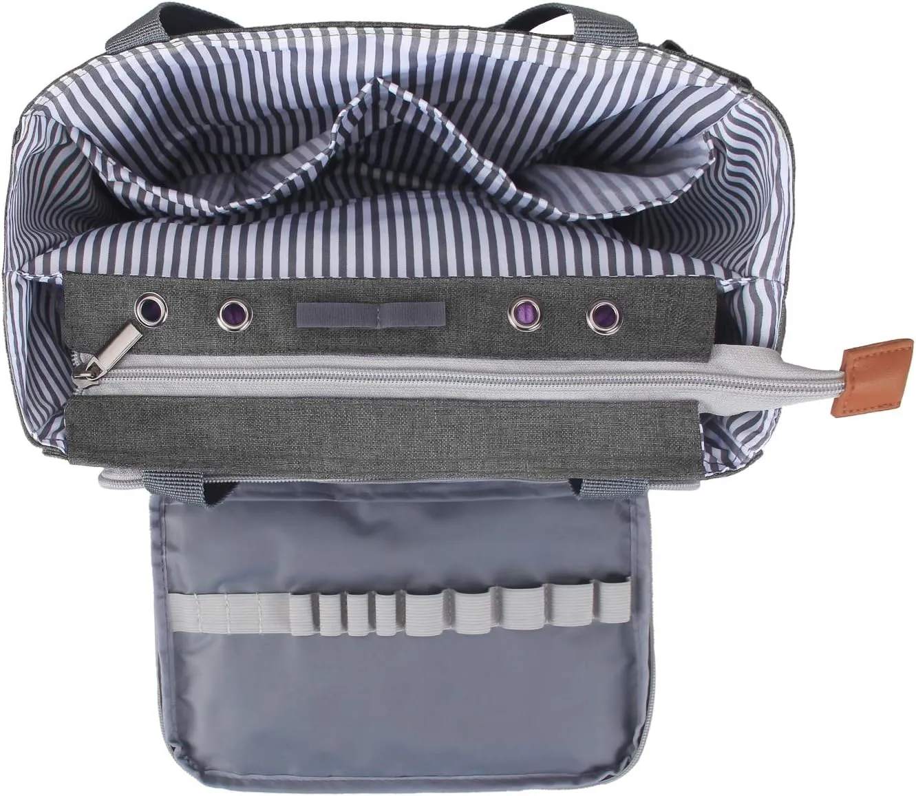Luxja Crochet Tote Bag, Yarn Storage Bag for Small Unfinished Projects, Crochet Hooks and Other Accessories, Gray