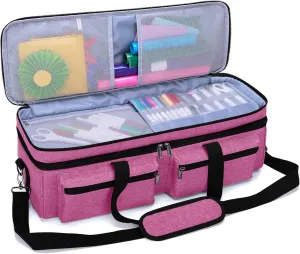 LUXJA Double-Layer Bag Compatible with Cricut Explore Air (Air2) and Maker, Carrying Bag Compatible with Cricut Die-Cut Machine and Supplies (Bag Only, Patent Design), Pink