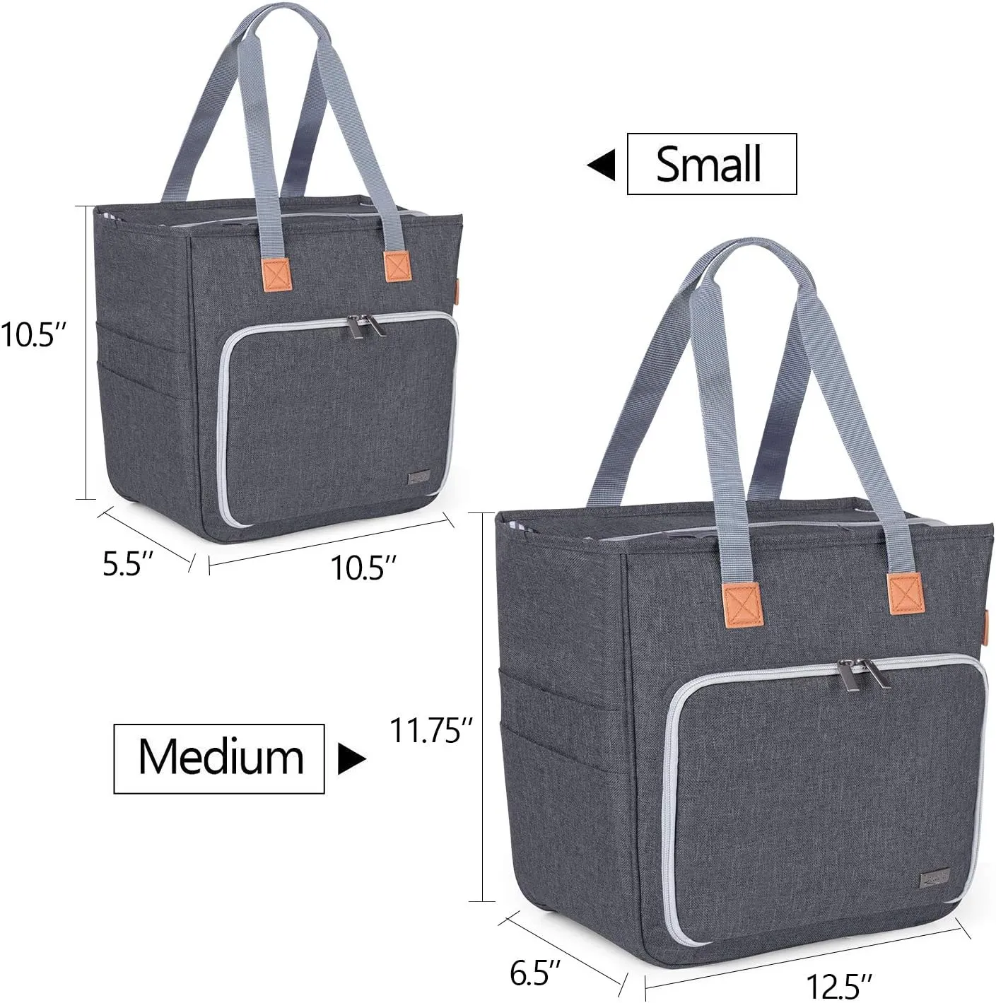 LUXJA Knitting Tote Bag, Yarn Storage Bag for Carrying Projects, Knitting Needles, Crochet Hooks and Other Accessories, Gray