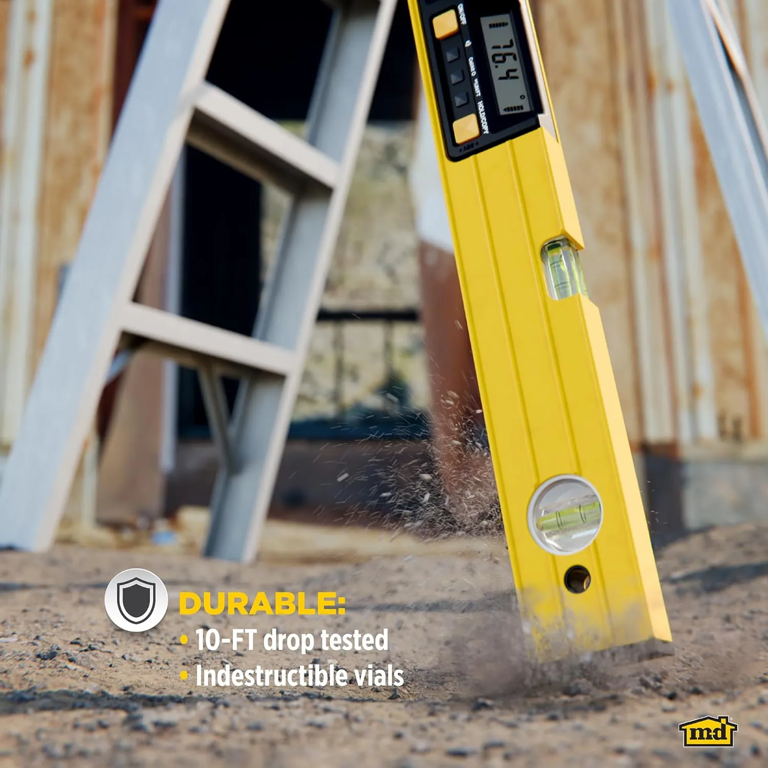 M-D Building Products 92325 SMARTTOOL® 48 Inch Digital Level: Precision Measurement w/LCD Screen, Audible Alerts, Water Resistance, High Visibility, & Heavy-Duty Aluminum Frame - Includes Carry Case
