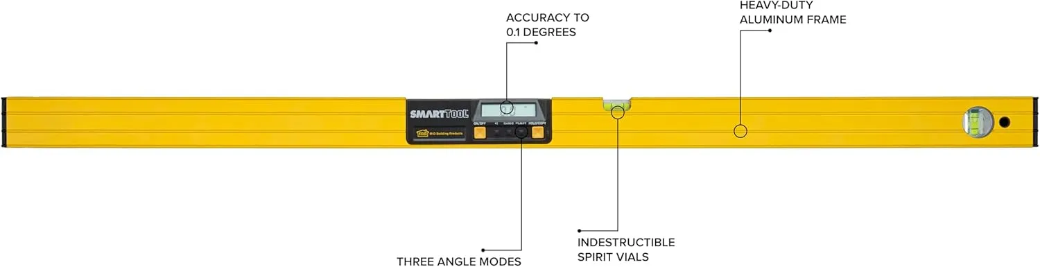 M-D Building Products 92325 SMARTTOOL® 48 Inch Digital Level: Precision Measurement w/LCD Screen, Audible Alerts, Water Resistance, High Visibility, & Heavy-Duty Aluminum Frame - Includes Carry Case