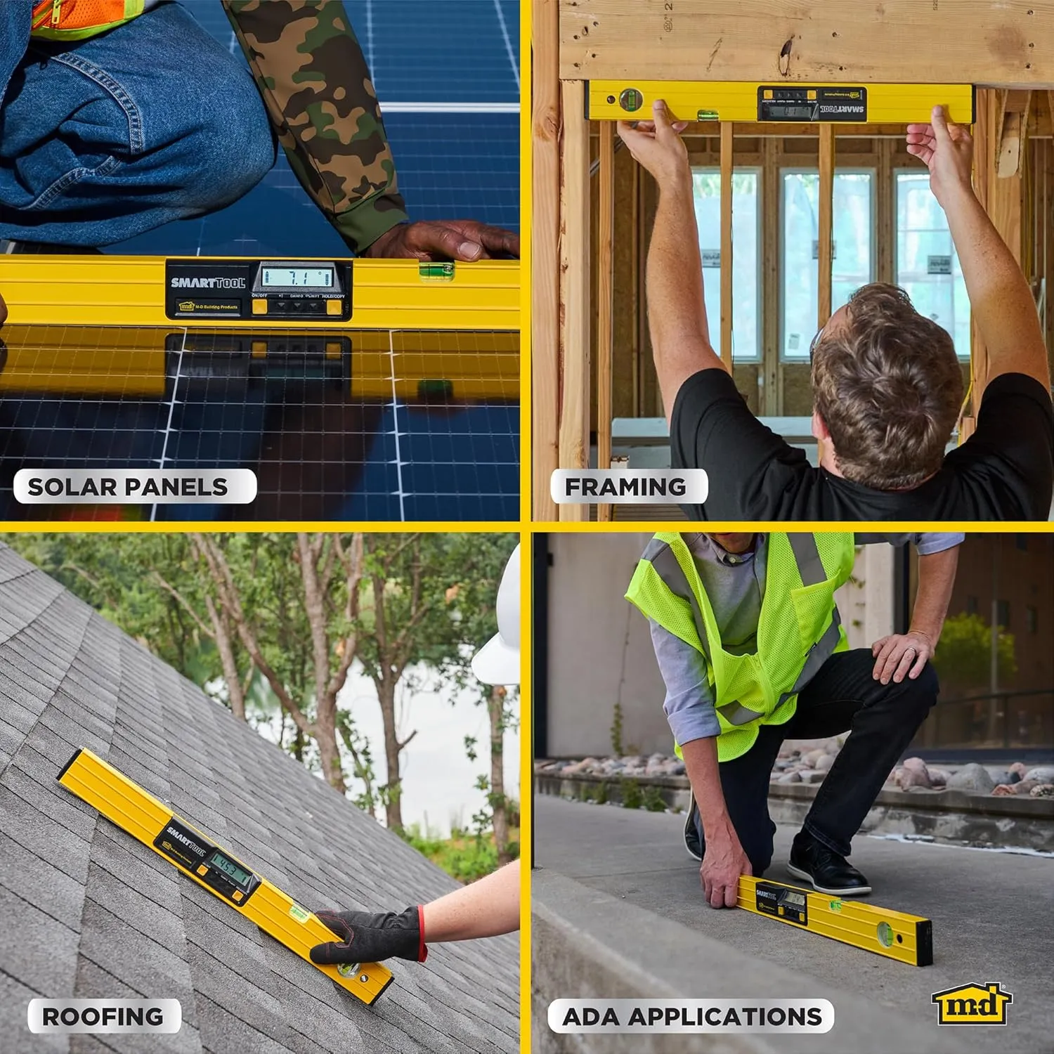 M-D Building Products 92325 SMARTTOOL® 48 Inch Digital Level: Precision Measurement w/LCD Screen, Audible Alerts, Water Resistance, High Visibility, & Heavy-Duty Aluminum Frame - Includes Carry Case