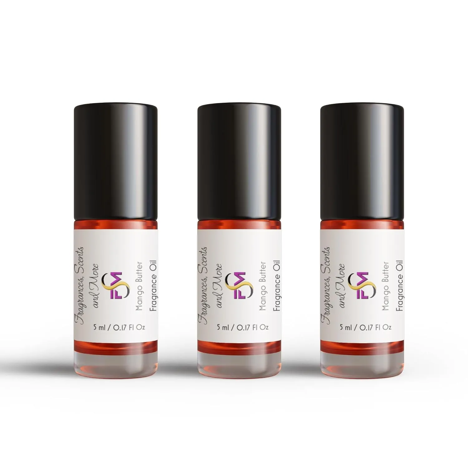 Mango Butter Fragrance Oil - 3 Bottles 0.17 Fl Oz Glass Roll On (5ml)