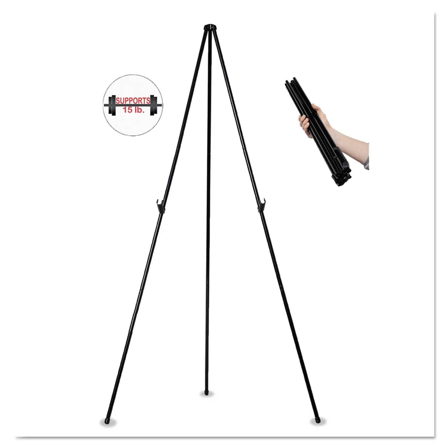 MasterVision® Instant Easel, 61.5" High, Black, Steel, Heavy-Duty