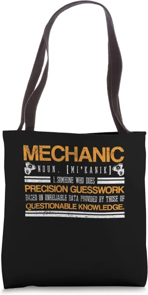 Mechanic Questionable Knowledge Garage Shift Tracks Race Car Tote Bag