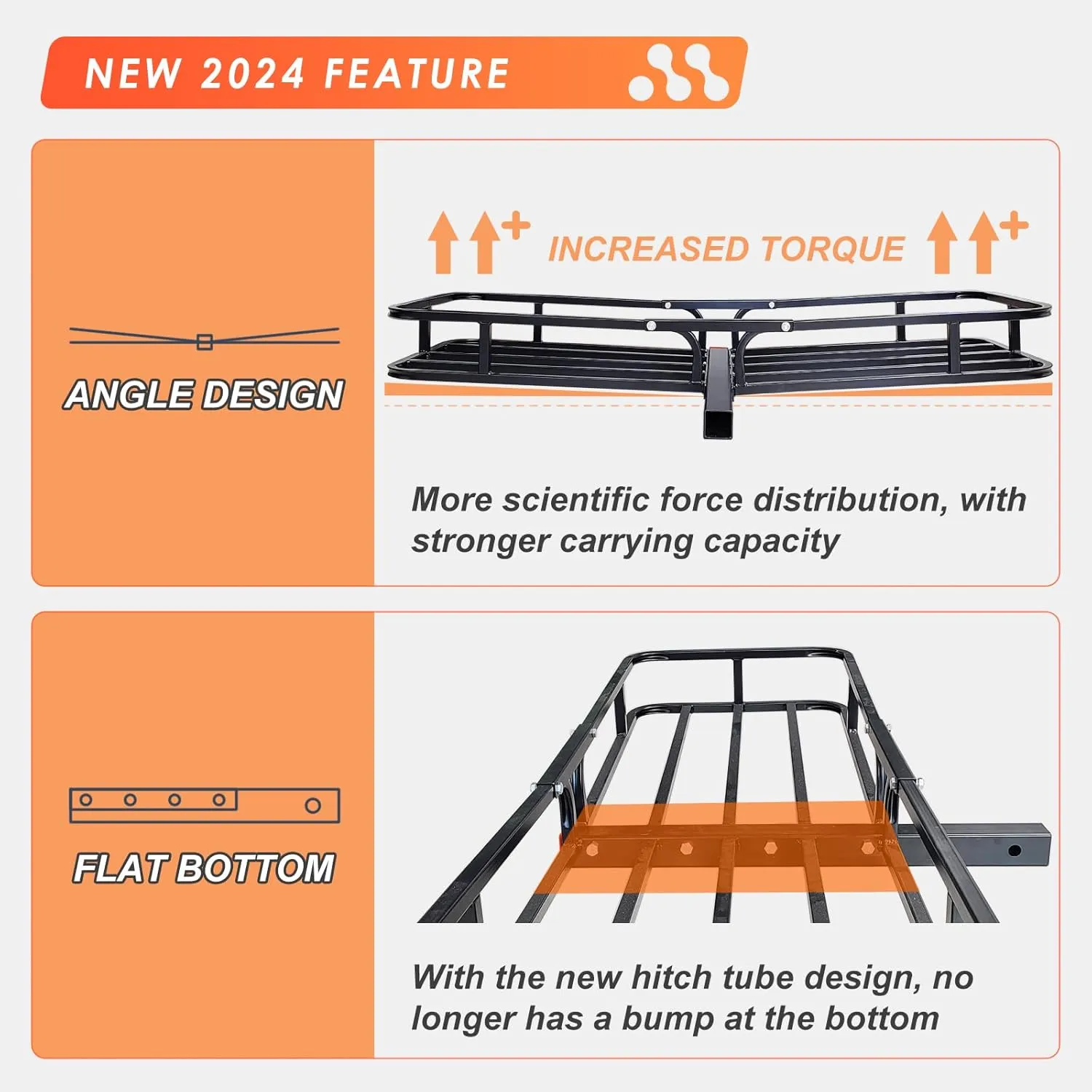 MeeFar Hitch Mount Cargo Carrier Basket 53" x19" x 5" Waterproof Cargo Bag 15 Cubic Feet(51" x17"x 18"),Hauling Weight Capacity of 500 Lbs fit on 2 Inch Receiver with Hitch Stabilizer,Net and Straps