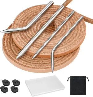 Mellbree Baseball Glove Lace Kit, 2 Leather Laces 4 Needles, Portable Softball Glove Lace Kit with 4 Locks and Storage Box Mitt Repair Kit