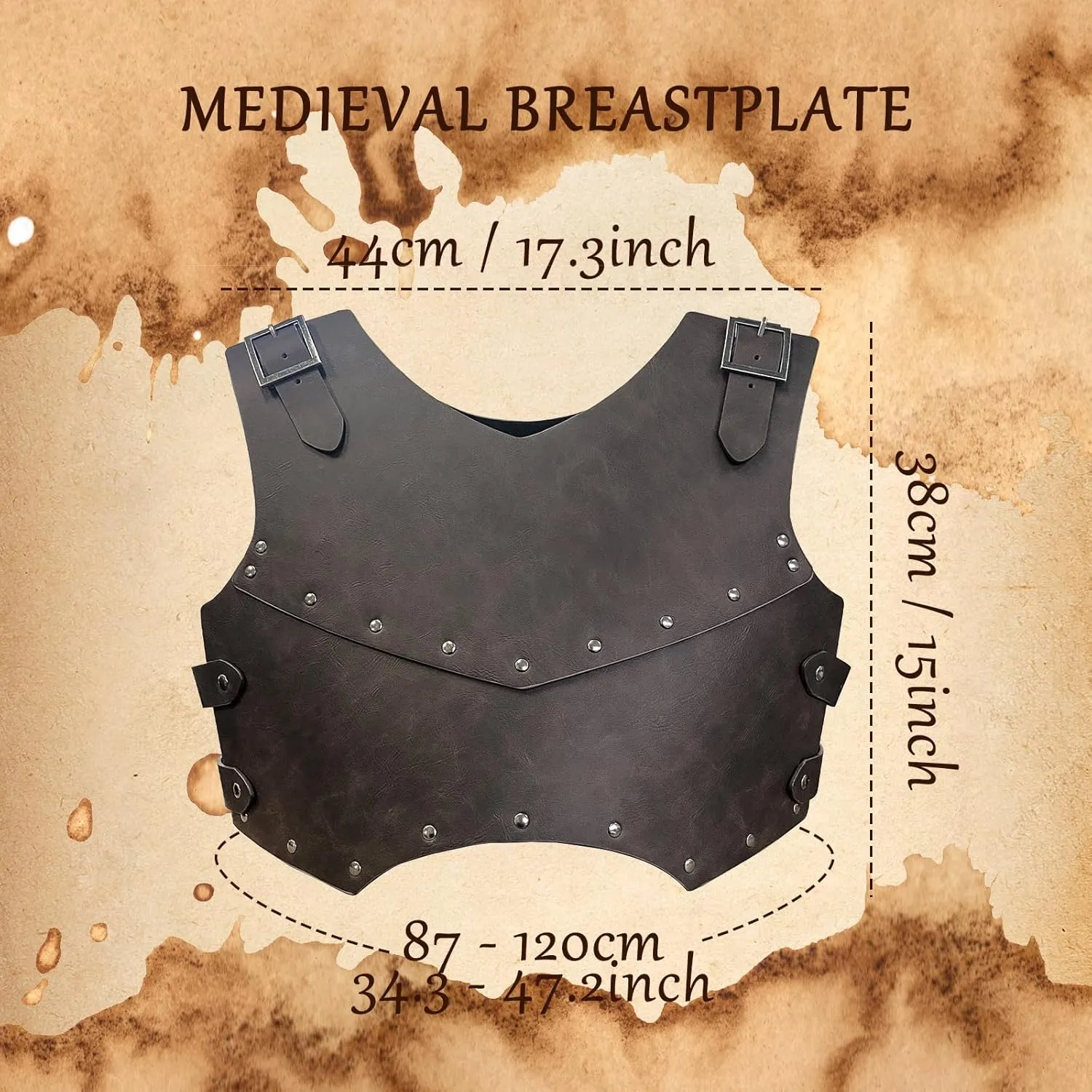 Men Renaissance Medieval Viking Leather Cosplay Chest Accessories Armor Set, Ren Faire Knight Vest Armour Set