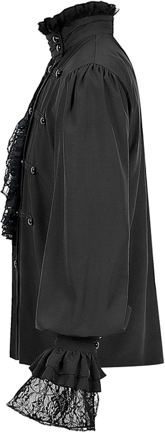 Men's Medieval Renaissance Shirt Victorian Gothic Lace Top Classical Court Royal Costume Top Vampire Stage Halloween