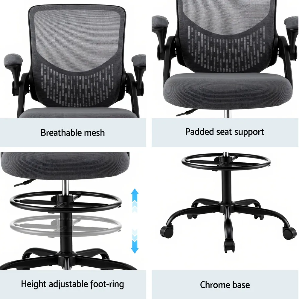 Mesh Office Drafting Chair - Grey