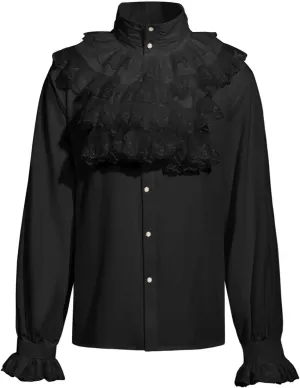 MIAOCOS Men's Medieval Shirt Retro Royal Court Costume Gothic Ruffled Lace Top Vintage Stage Halloween Outfit