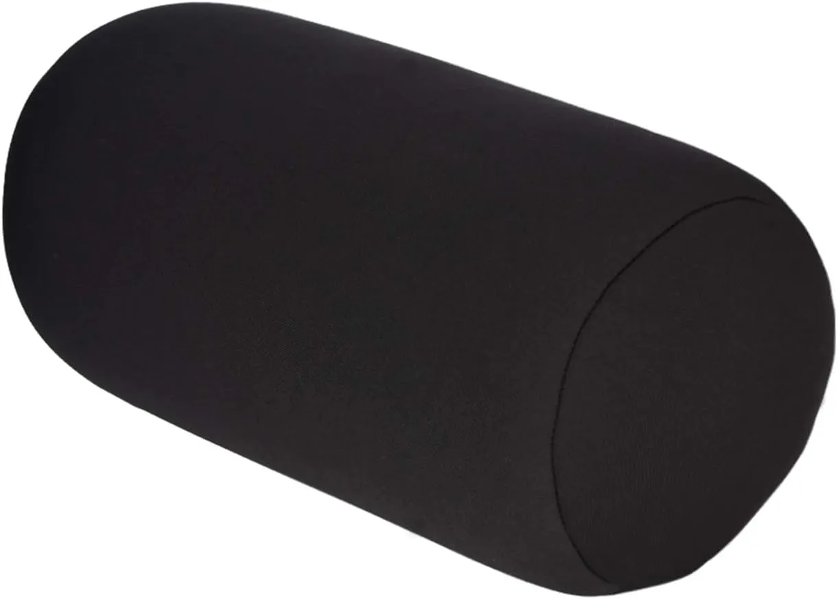 Microbead Back Cushion Roll Throw Pillow Comfy Bean Bag Pillow Travel Home Sleep Neck Support Comfortable for Travel Airplane Car Sofa Bed (Black)