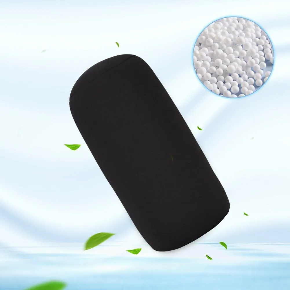 Microbead Back Cushion Roll Throw Pillow Comfy Bean Bag Pillow Travel Home Sleep Neck Support Comfortable for Travel Airplane Car Sofa Bed (Black)