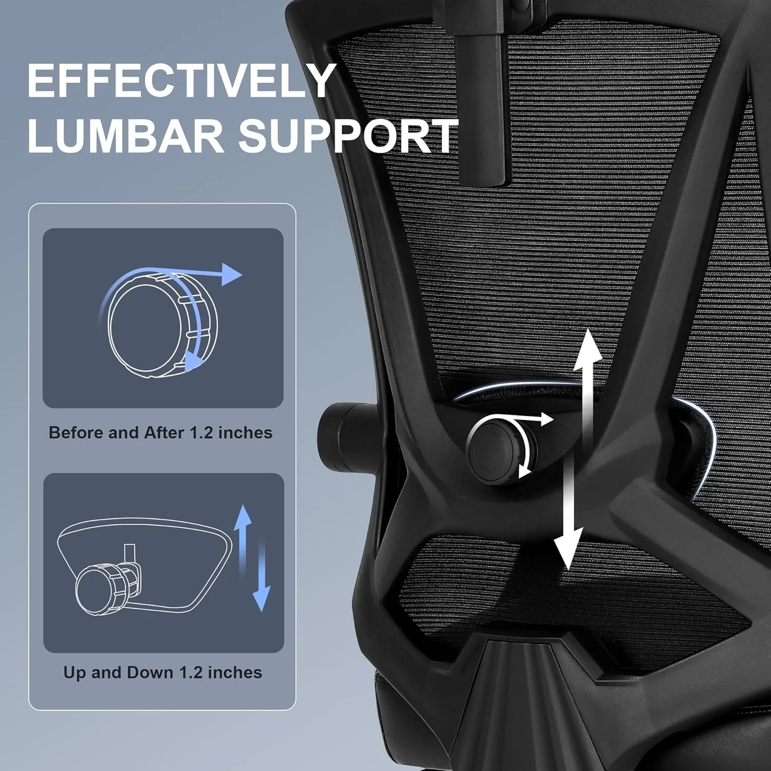 Misolant Ergonomic Office Chair with Footrest, Ergonomic Desk Chair with Adjustable 2D Lumbar Support, High Back Computer Chair with Adjustable Headrest, Comfortable Leather Office Chairs -Black