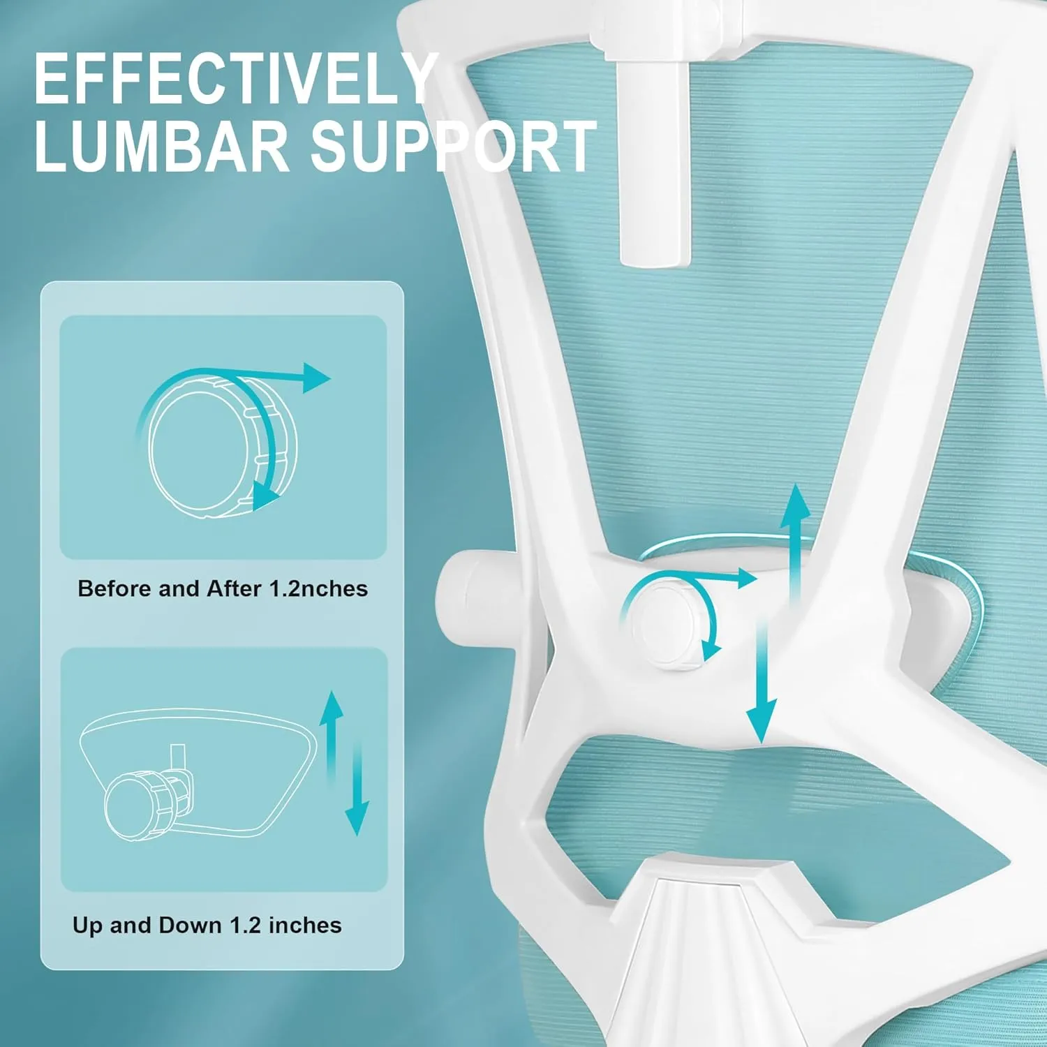 Misolant Ergonomic Office Chair with Footrest, Ergonomic Desk Chair with Adjustable 2D Lumbar Support, High Back Computer Chairs with Adjustable Headrest, Blue Comfortable Executive Office Chair