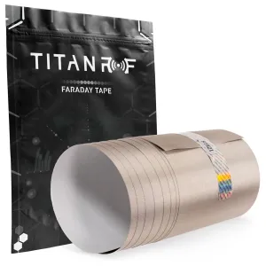 Mission Darkness TitanRF Faraday Tape // 6in W x 10ft L (6.35cm x 3.05m) High-Shielding Conductive Adhesive Tape Roll Used to Connect TitanRF Fabric Sheets or Seal RF Enclosures