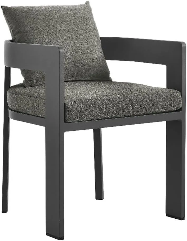 Modway Tahoe Outdoor Patio Powder-Coated Aluminum Fabric Dining Chair in Gray Charcoal - Patio Metal Dining Chair with Cushions - Accent Armchair - Dining Chair with Armrests - Modern Outdoor Seating