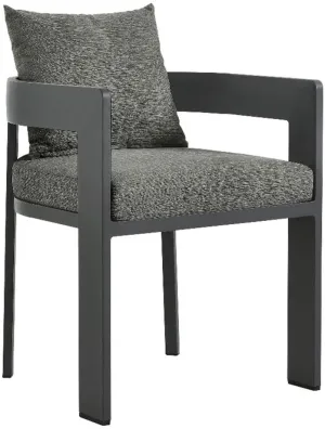 Modway Tahoe Outdoor Patio Powder-Coated Aluminum Fabric Dining Chair in Gray Gray - Patio Metal Dining Chair with Cushions - Accent Armchair - Dining Chair with Armrests - Modern Outdoor Seating