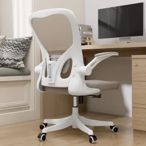 Monhey Office Chair Ergonomic Desk Chair with Lumbar Support&Headrest&Flip-up Arms Height Adjustable Rocking Swivel High Back Computer Chair Warm Taupe Mesh Study Chair (01Khaki)