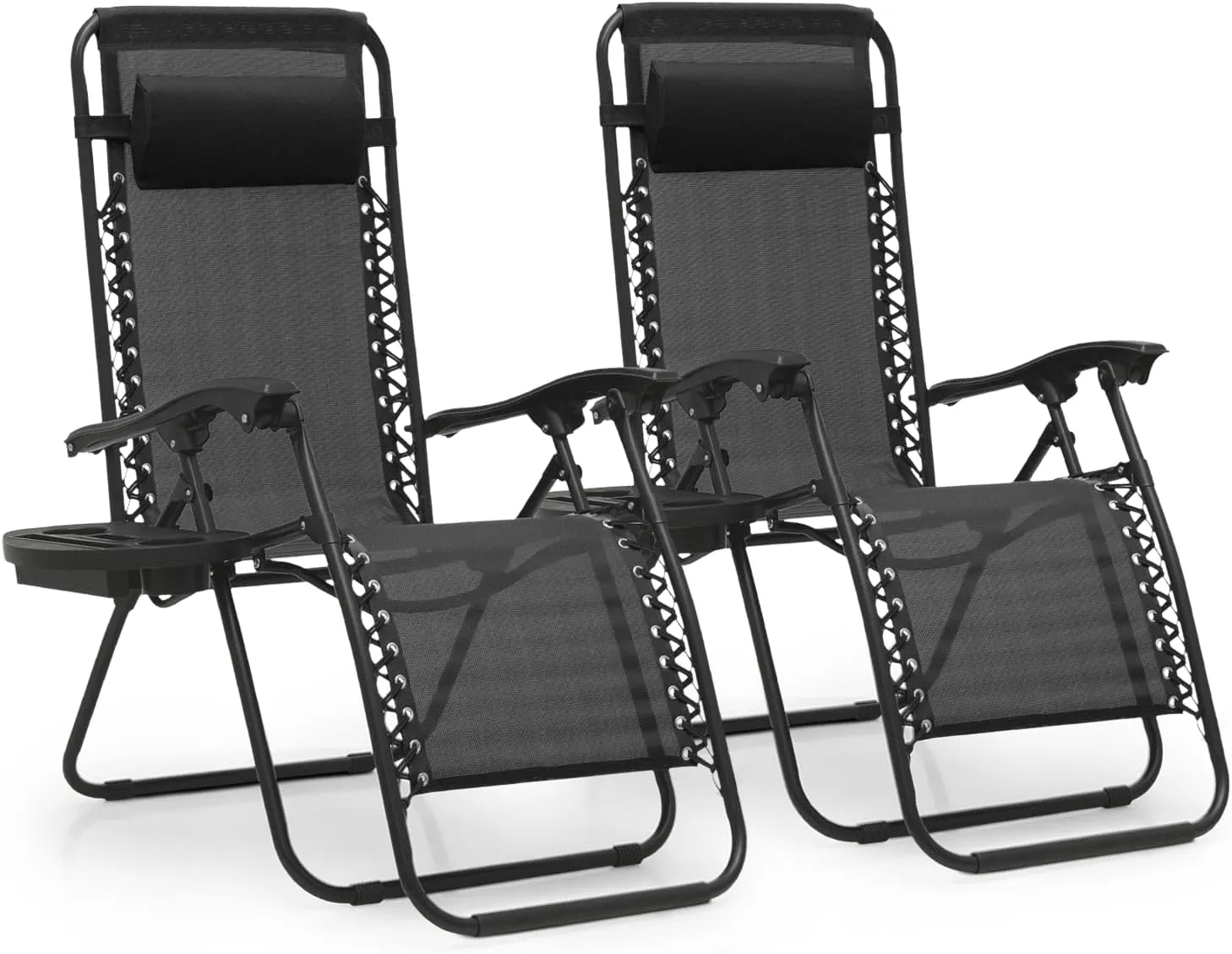 MoNiBloom Zero Gravity Chairs Set of 2 Outdoor Folding Patio Lounge Chairs for Outside Reclining Lawn Chairs Recliner Beach Chairs for Adults, Black