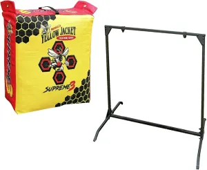 Morrell Yellow Jacket Supreme 3 28 Pound Adult Field Point Archery Bag Target w/HME Products Archery Range Practice Shooting 30 Inch Bag Target Stand